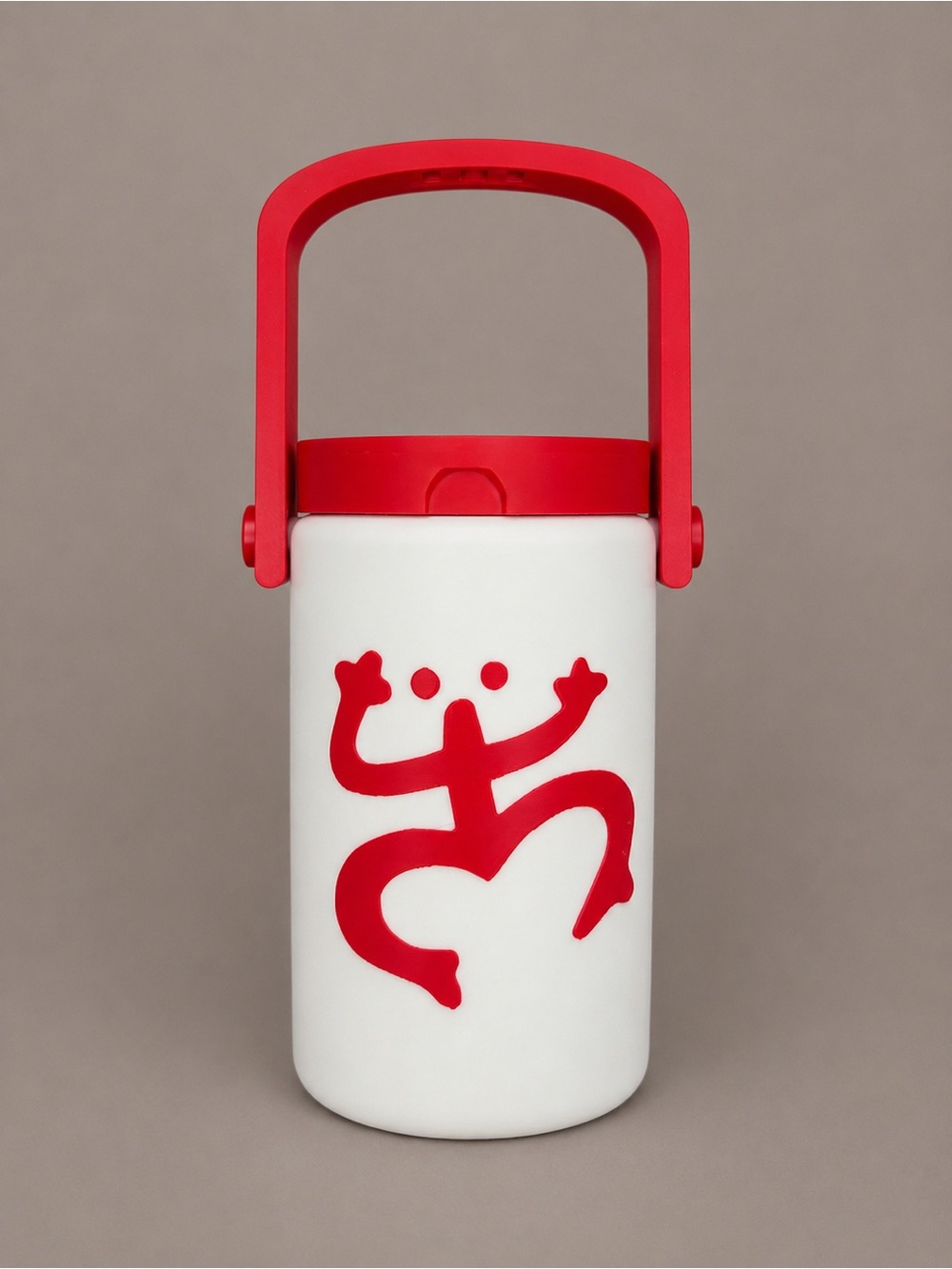 Red & White Graphic Water Bottle with Handle Puerto Rico can holder